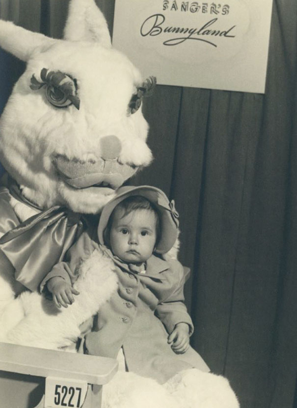 disturbing easter bunny with huge eyebrows
