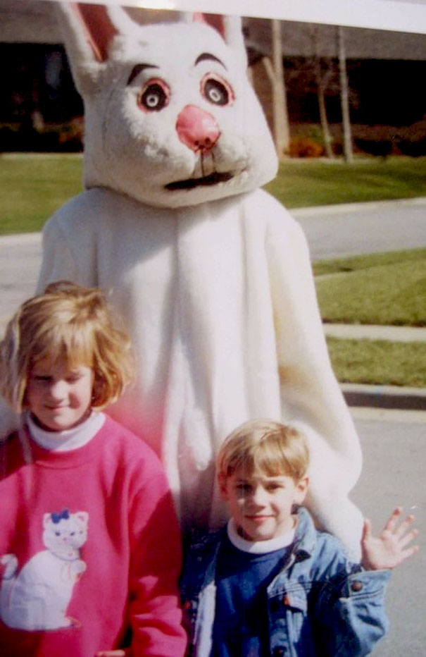 creepy easter bunny looking off into the distance