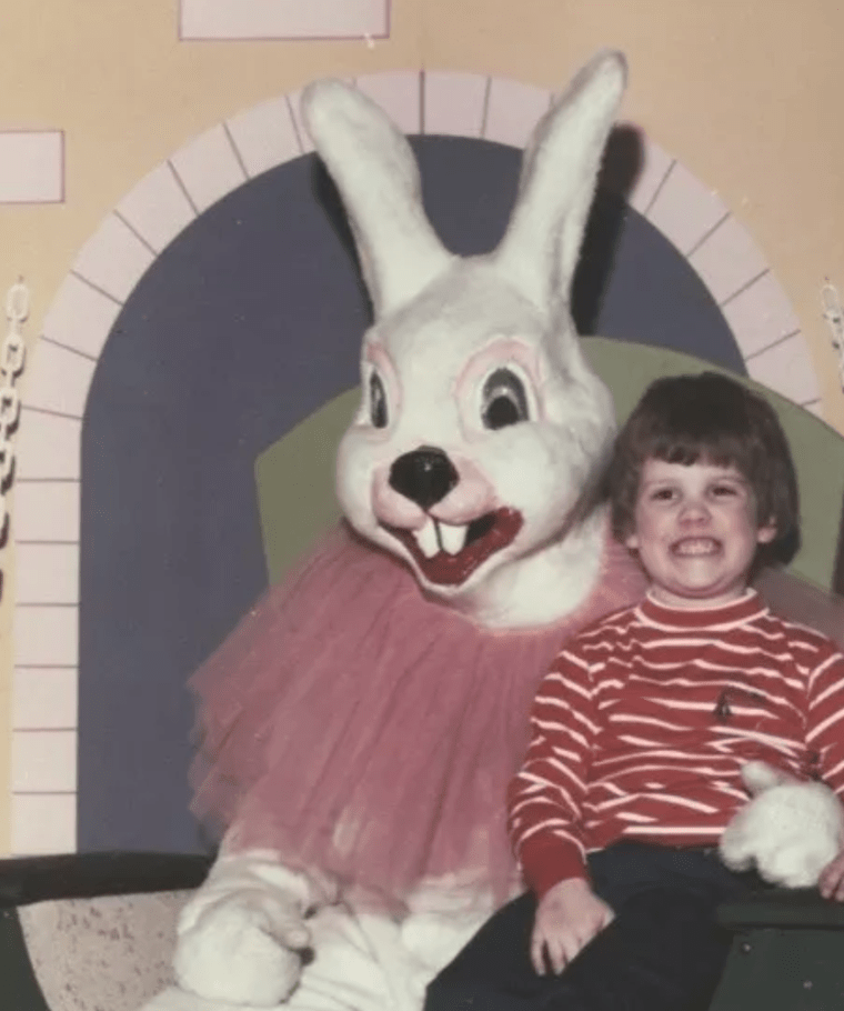 Easter bunny with tutu around neck