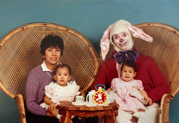 Makeup easter bunny with crying kids