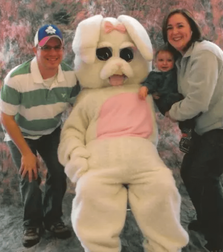 sleepy fat easter bunny leaning over